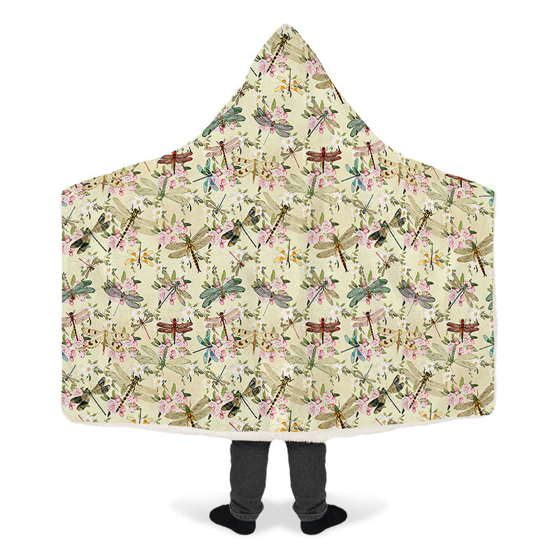 Vintage Dragonflies Hooded Blanket