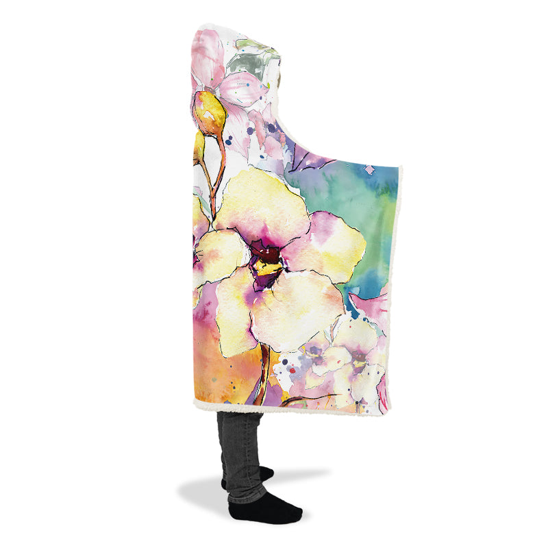 Watercolour Flowers Hooded Blanket - Offbeat Sweetie