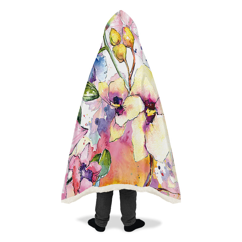 Watercolour Flowers Hooded Blanket - Offbeat Sweetie