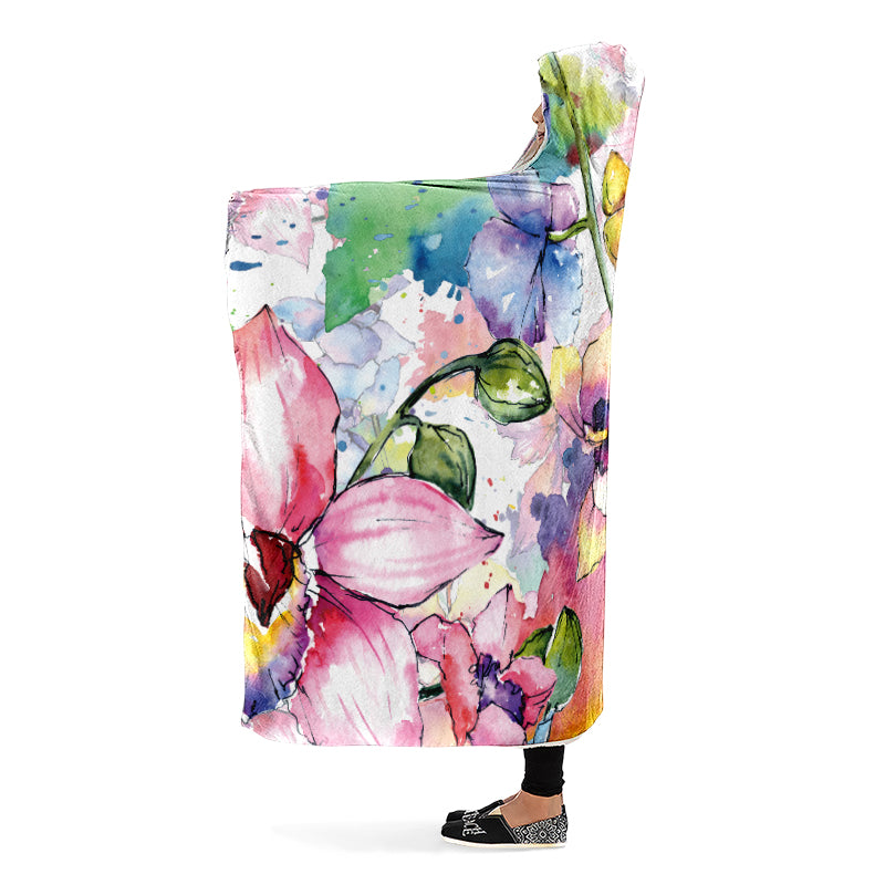 Watercolour Flowers Hooded Blanket - Offbeat Sweetie