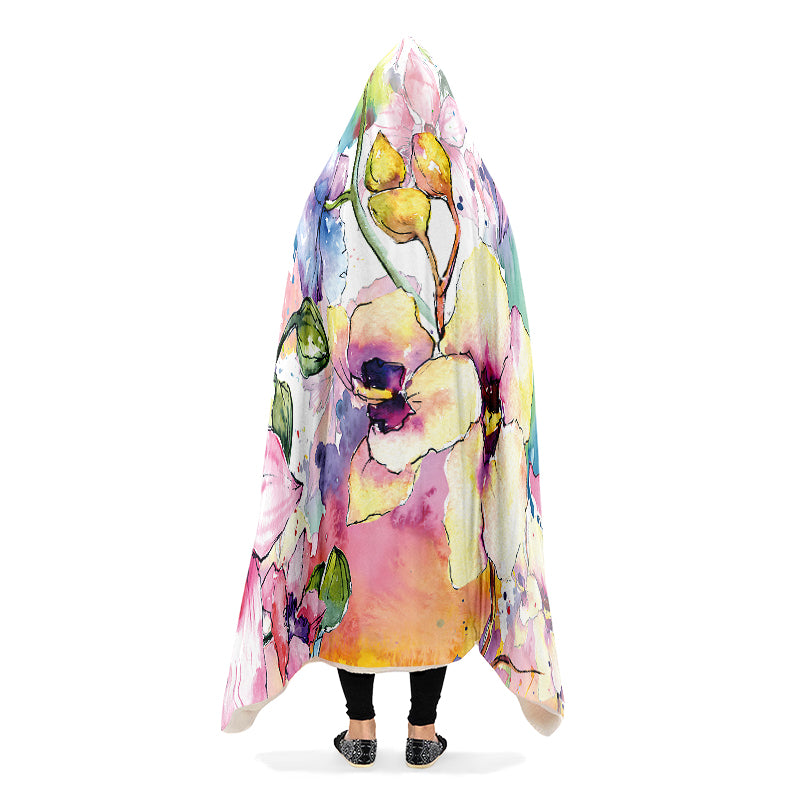 Watercolour Flowers Hooded Blanket - Offbeat Sweetie