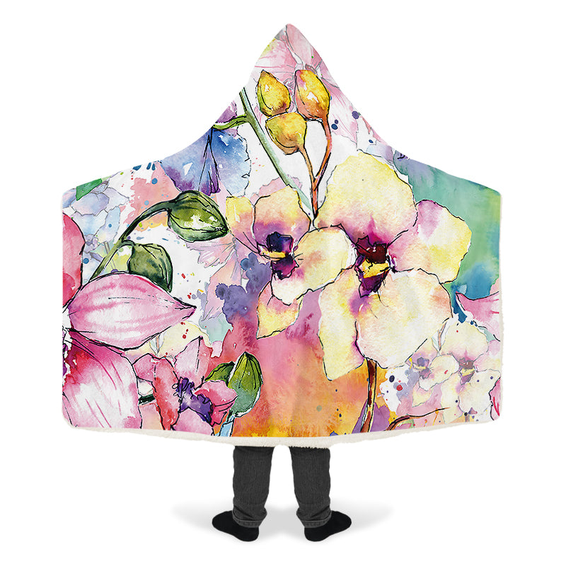 Watercolour Flowers Hooded Blanket - Offbeat Sweetie