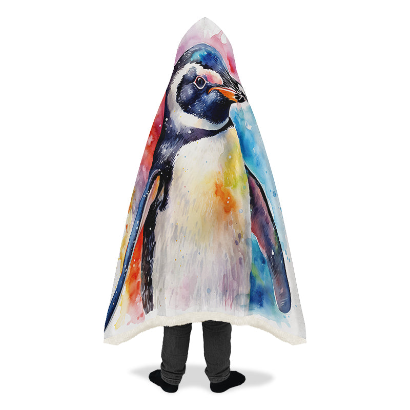 Watercolour Penguin Hooded Blanket