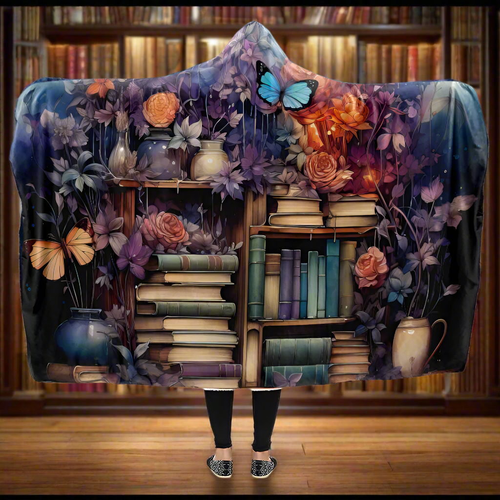 Whimsical Library Hooded Blanket - Offbeat Sweetie