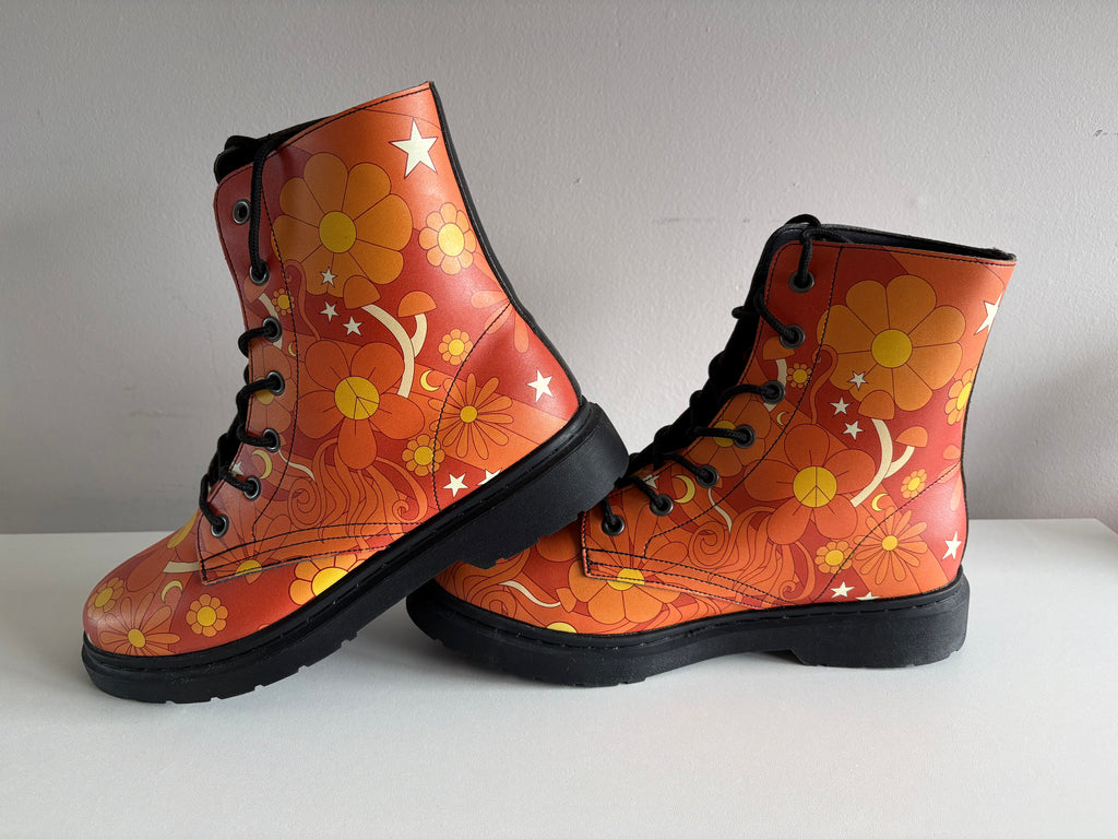 Molly's Orange Retro Daisies Boots - EU 44 / Women's US 11.5