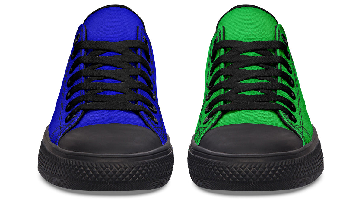 Blue and Green Mismatch Low Tops