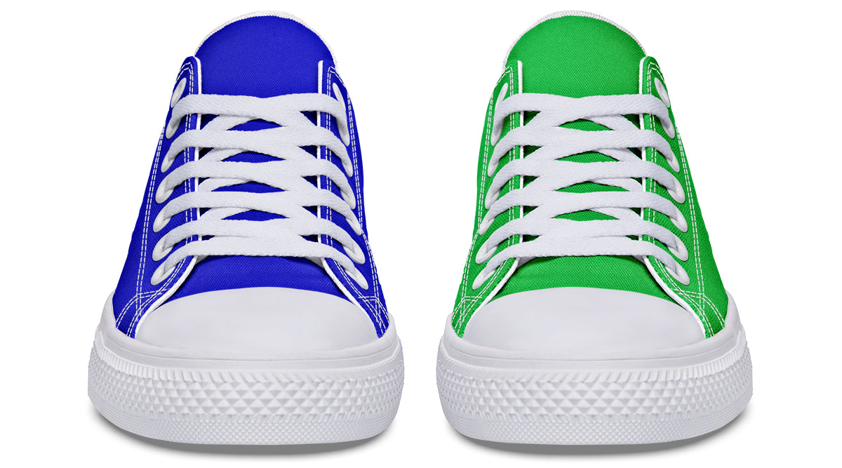Blue and Green Mismatch Low Tops