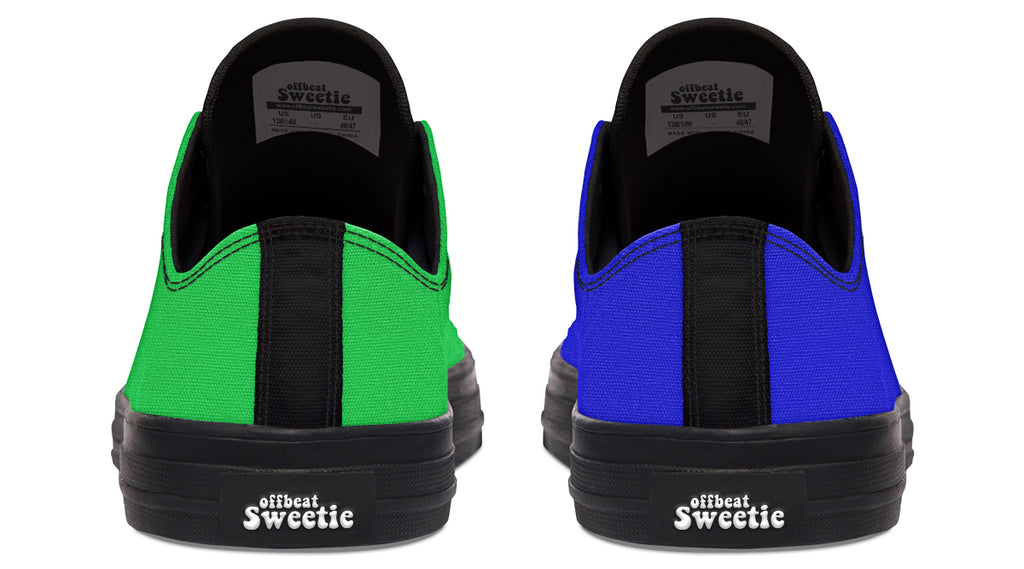 Blue and Green Mismatch Low Tops