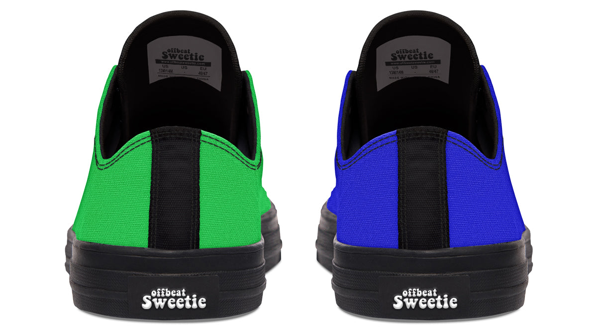Blue and Green Mismatch Low Tops
