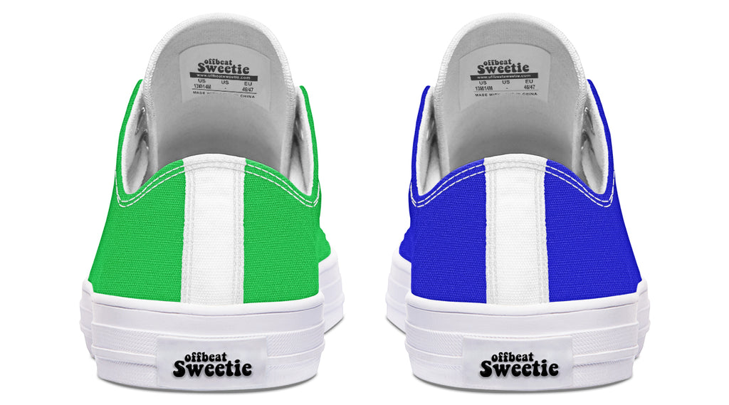 Blue and Green Mismatch Low Tops