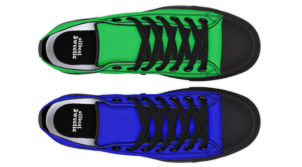 Blue and Green Mismatch Low Tops