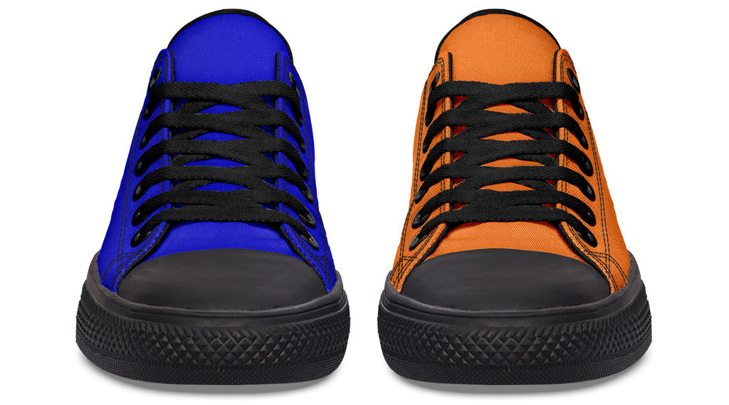 Blue and Orange Mismatch Low Tops