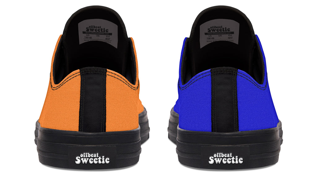 Blue and Orange Mismatch Low Tops