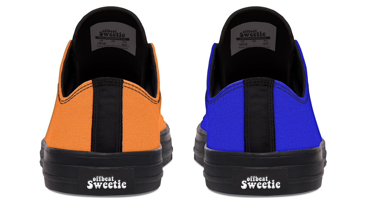 Blue and Orange Mismatch Low Tops
