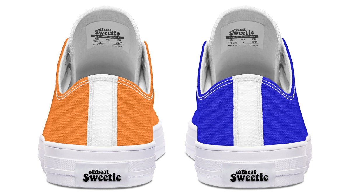 Blue and Orange Mismatch Low Tops