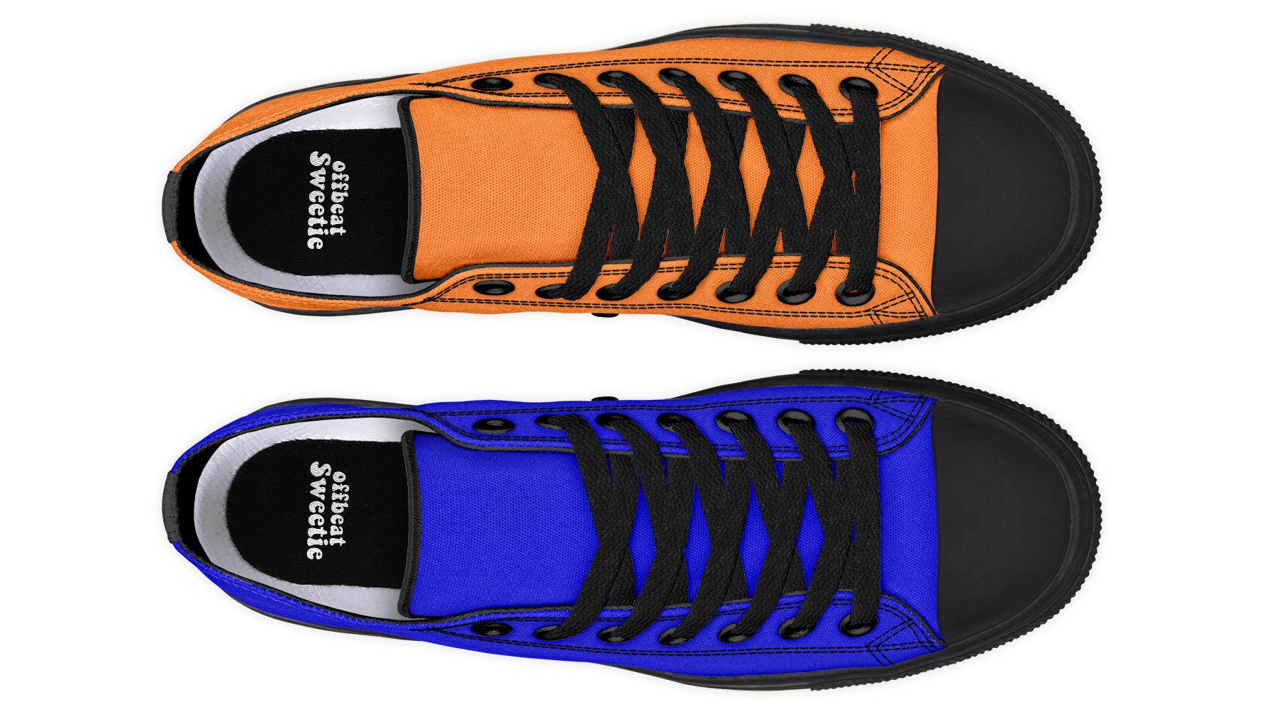 Blue and Orange Mismatch Low Tops