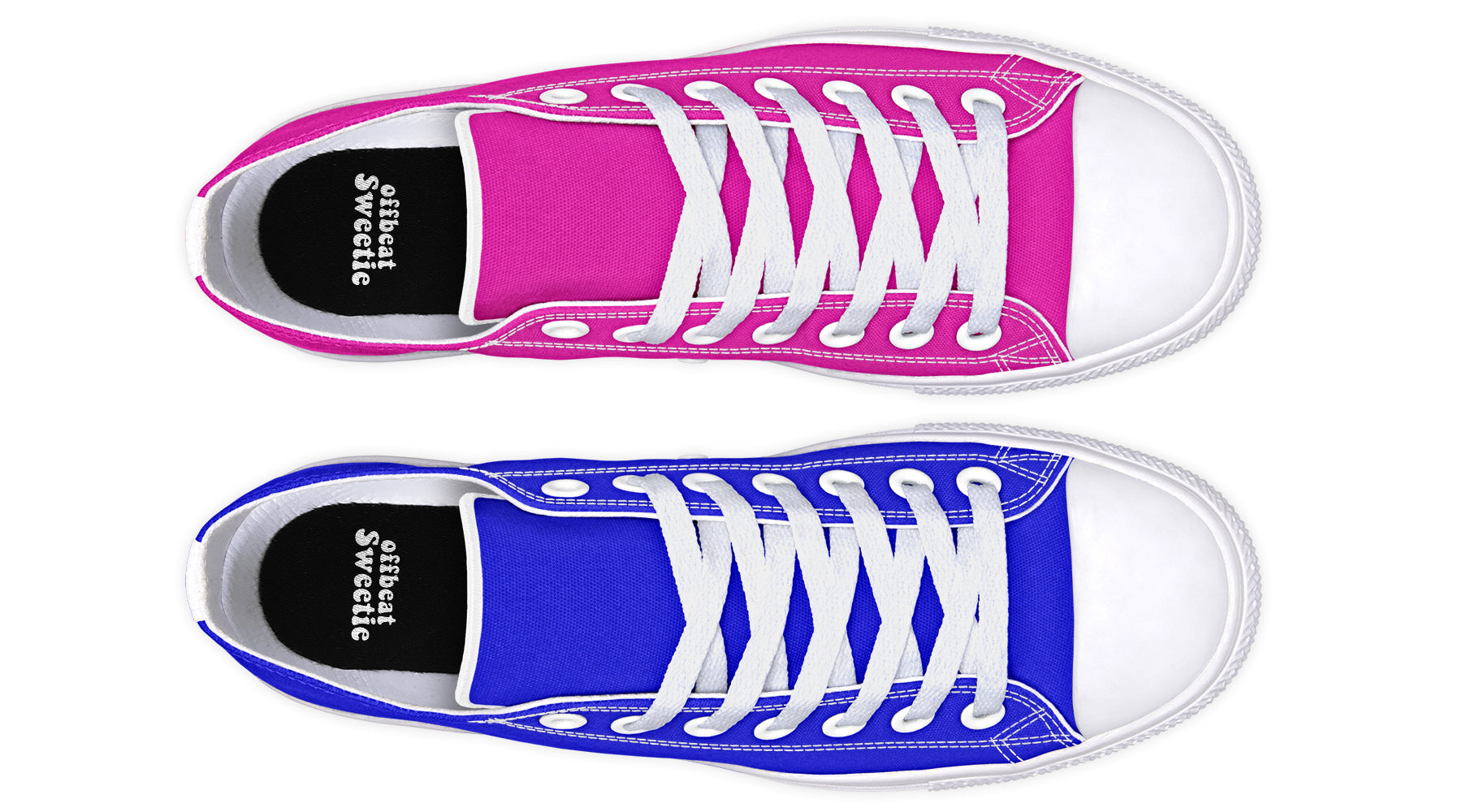 Blue and Pink Mismatched Low Tops (Wide)