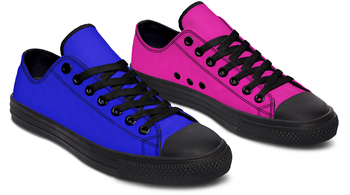 Blue and Pink Mismatched Low Tops - Offbeat Sweetie