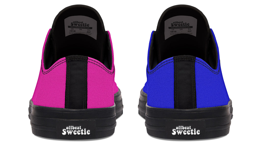 Blue and Pink Mismatched Low Tops - Offbeat Sweetie