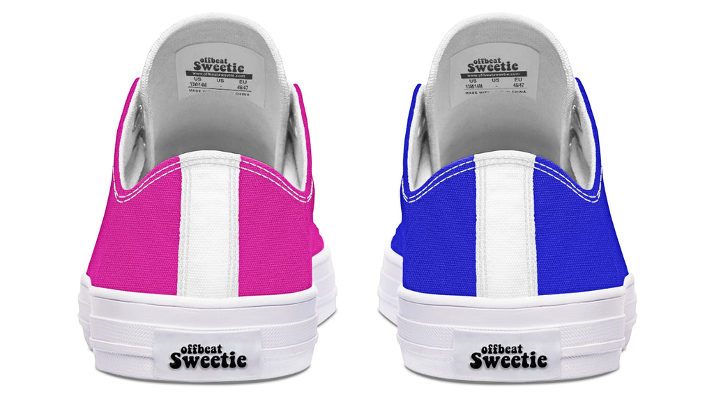 Blue and Pink Mismatched Low Tops - Offbeat Sweetie