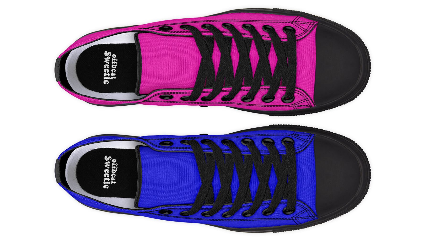 Blue and Pink Mismatched Low Tops - Offbeat Sweetie