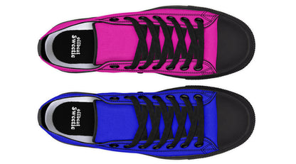 Blue and Pink Mismatched Low Tops - Offbeat Sweetie