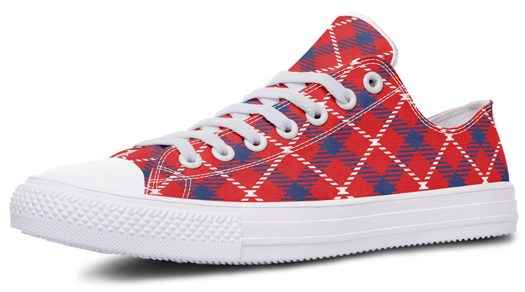 Cherry Red Plaid Low Tops