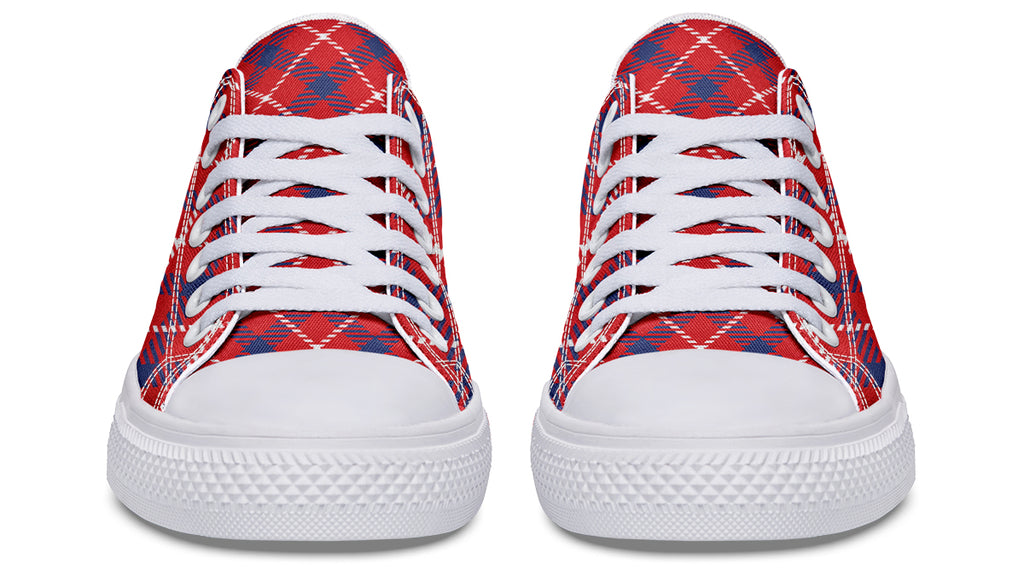 Cherry Red Plaid Low Tops