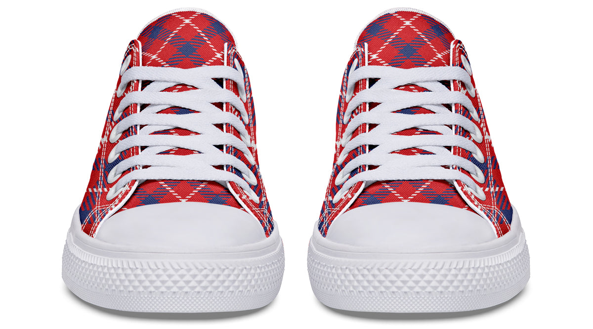 Cherry Red Plaid Low Tops
