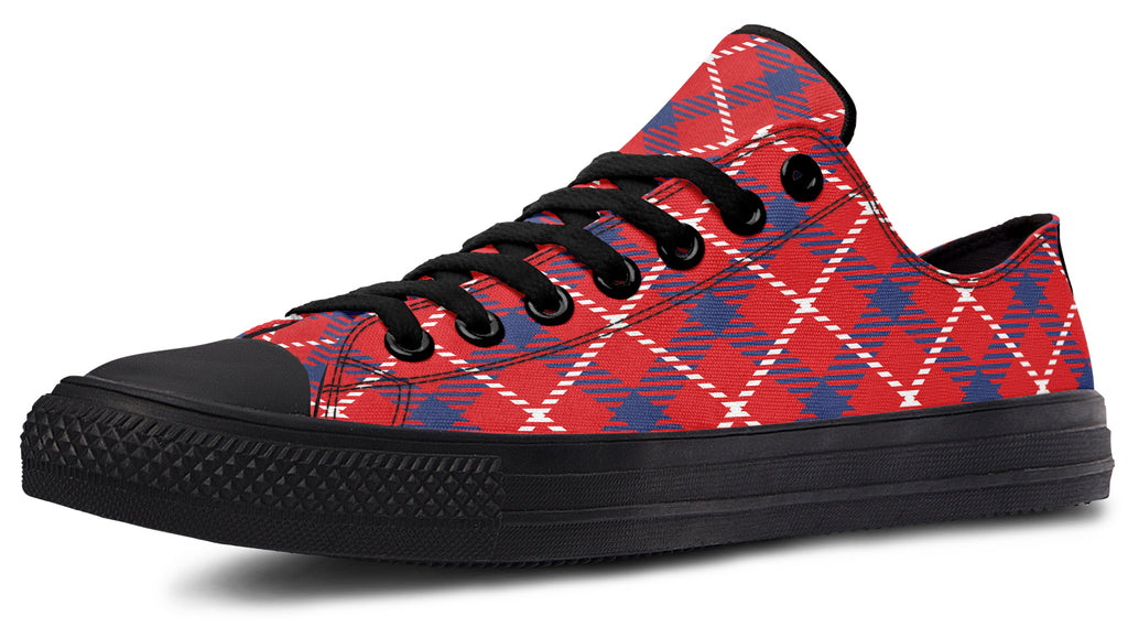 Cherry Red Plaid Low Tops (Wide)