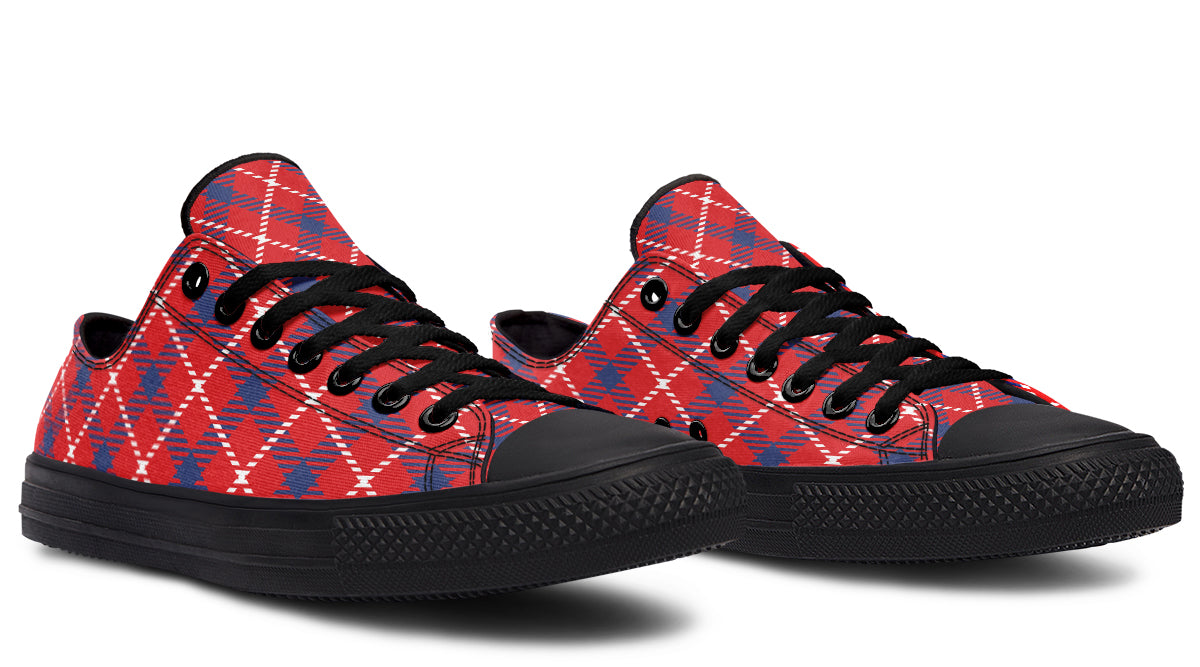 Cherry Red Plaid Low Tops (Wide)