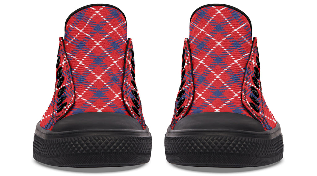 Cherry Red Plaid Low Tops (Wide)