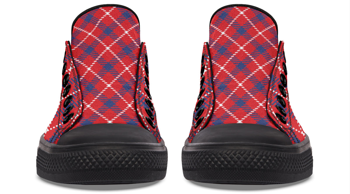 Cherry Red Plaid Low Tops (Wide)