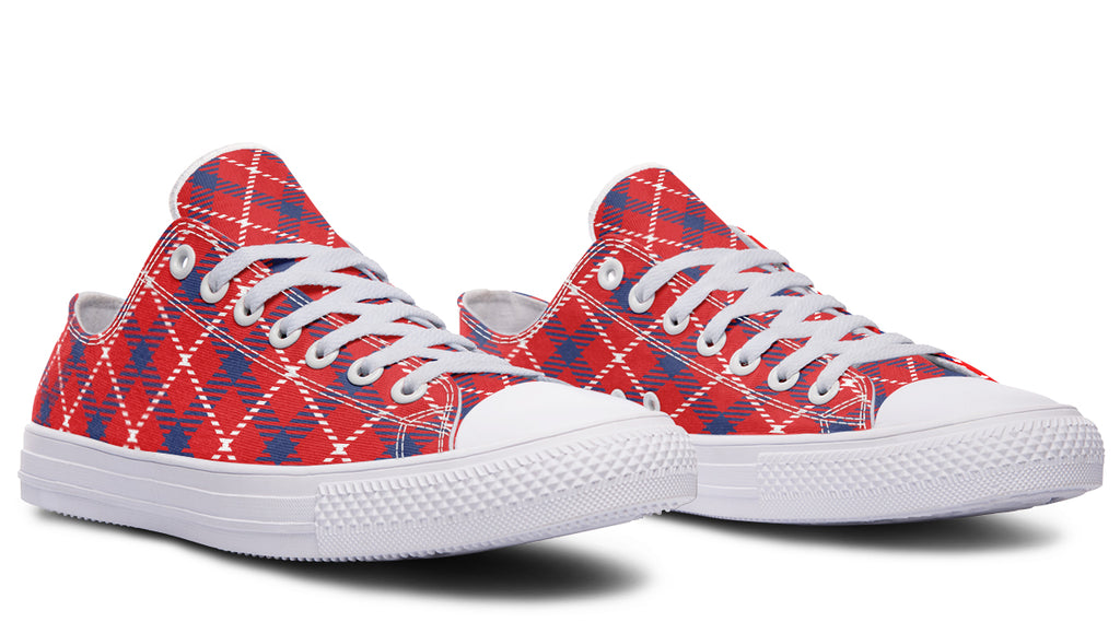 Cherry Red Plaid Low Tops (Wide)