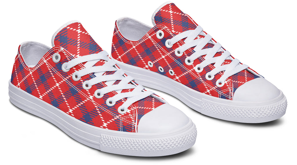 Cherry Red Plaid Low Tops (Wide)