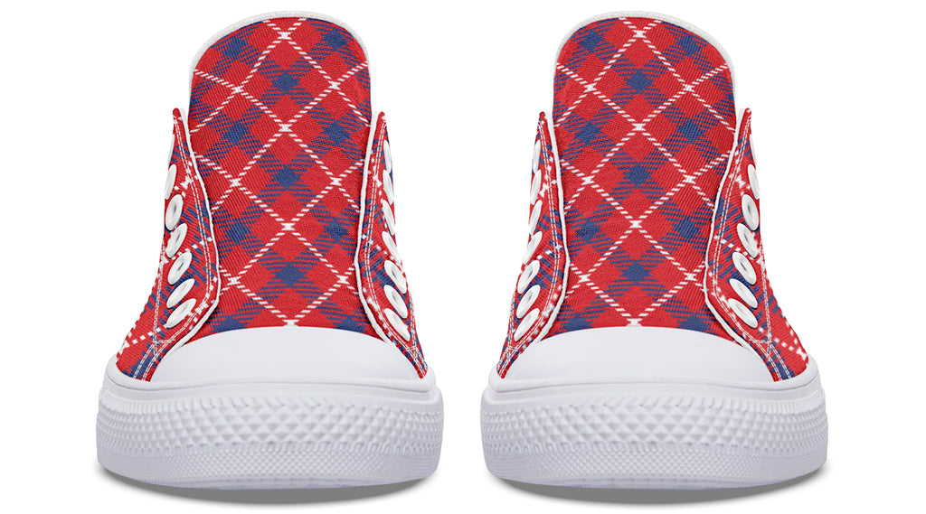 Cherry Red Plaid Low Tops (Wide)