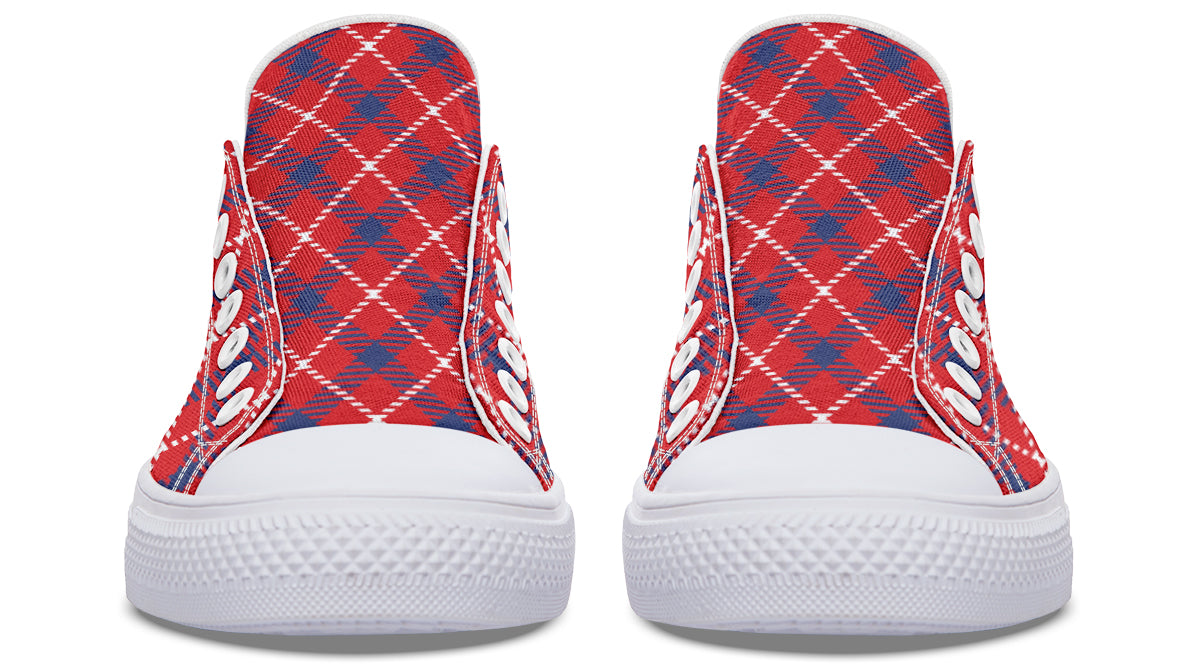Cherry Red Plaid Low Tops (Wide)