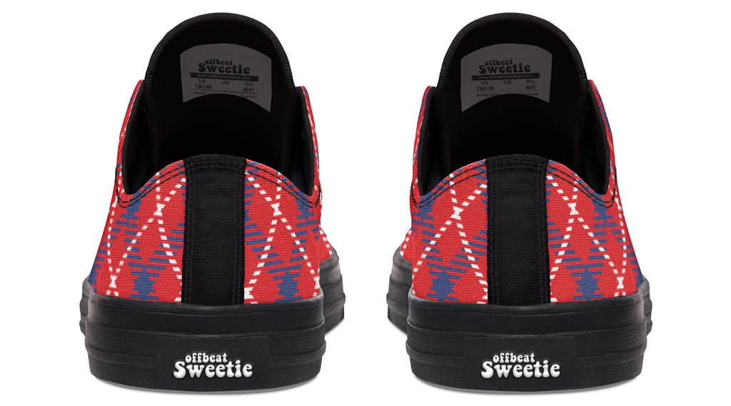 Cherry Red Plaid Low Tops (Wide)