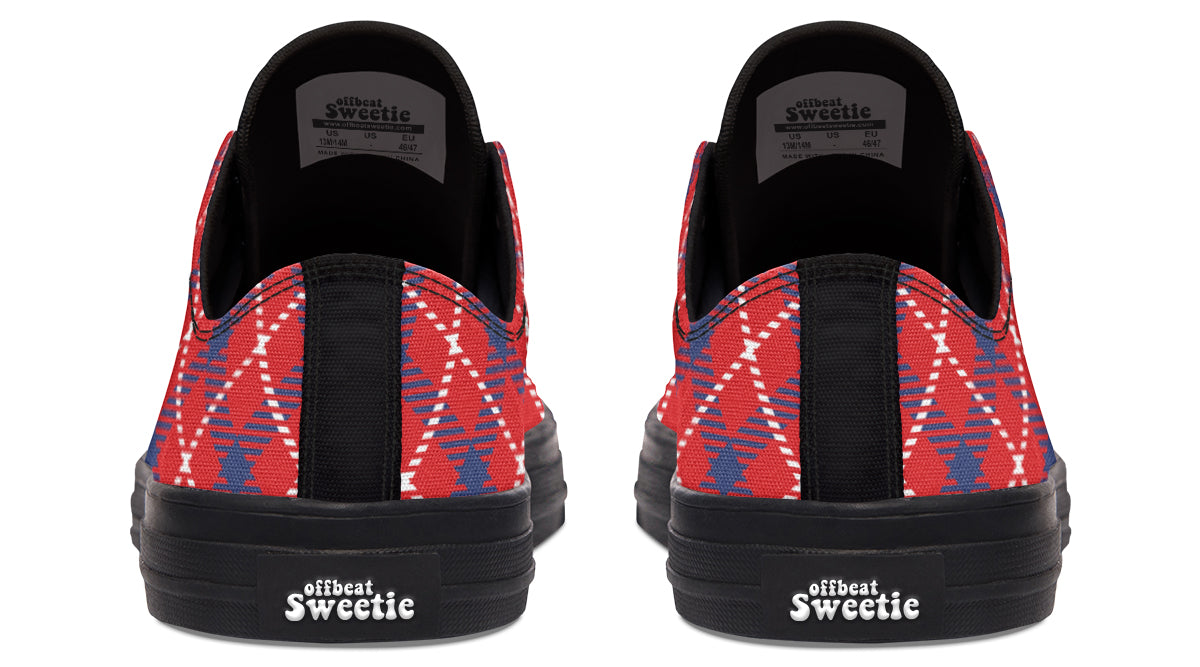 Cherry Red Plaid Low Tops (Wide)
