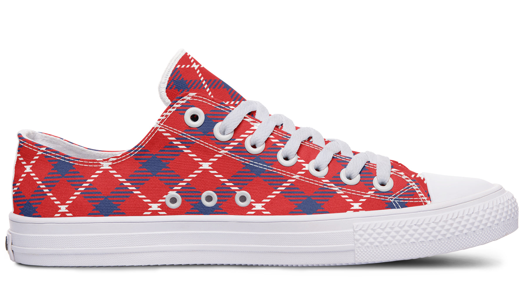 Cherry Red Plaid Low Tops (Wide)