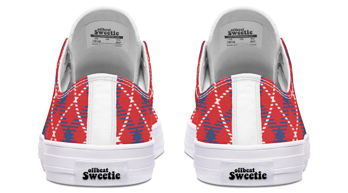 Cherry Red Plaid Low Tops (Wide)
