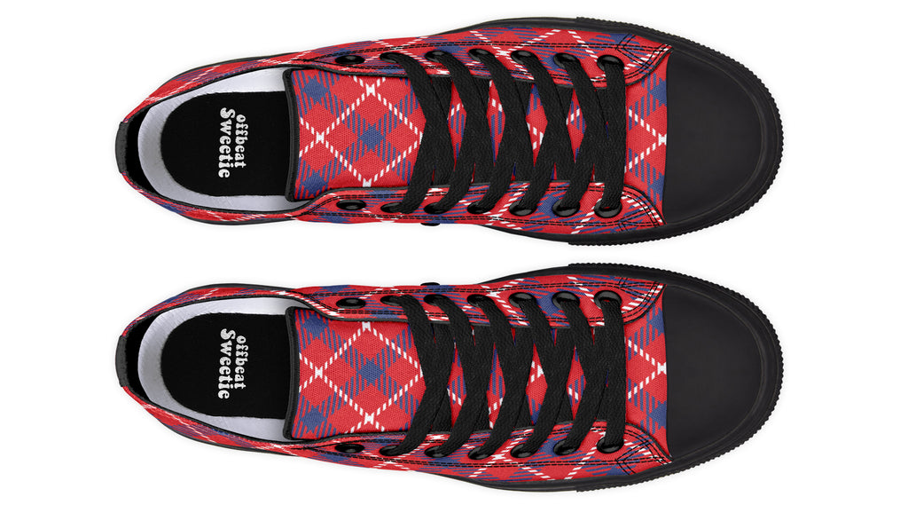 Cherry Red Plaid Low Tops (Wide)