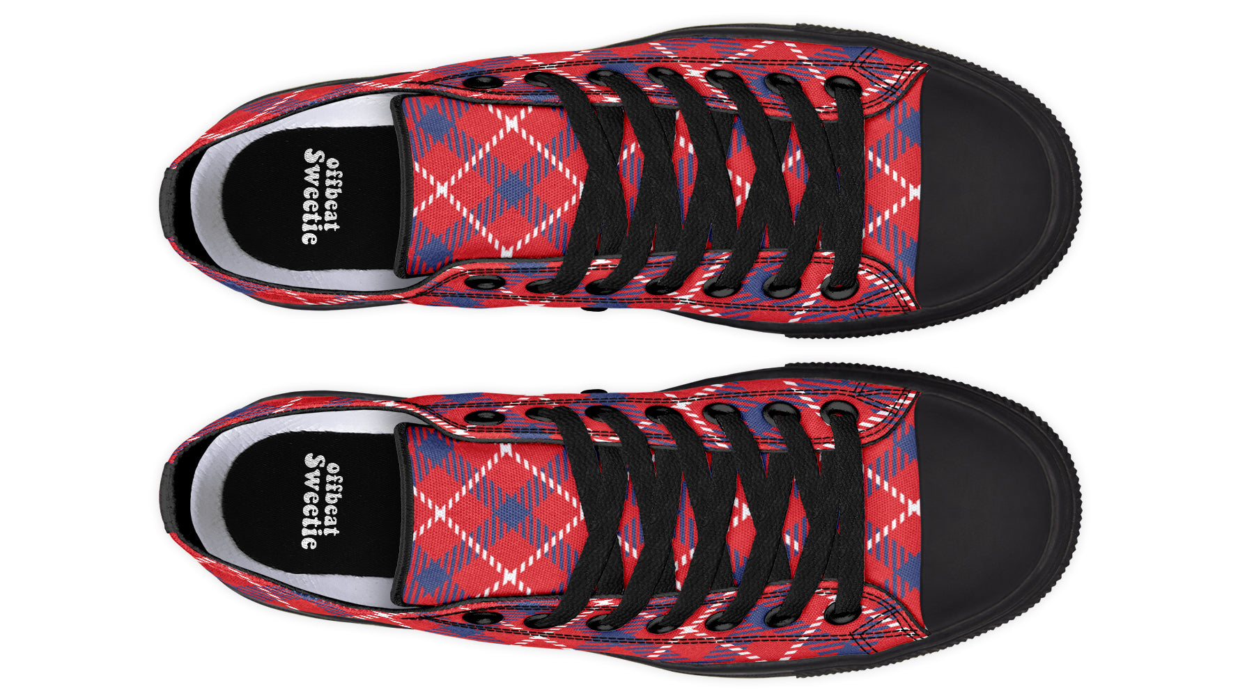 Cherry Red Plaid Low Tops (Wide)