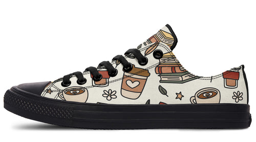 Sneaker with coffee cup and book design on a white background