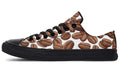 Sneaker with coffee bean pattern on a white background
