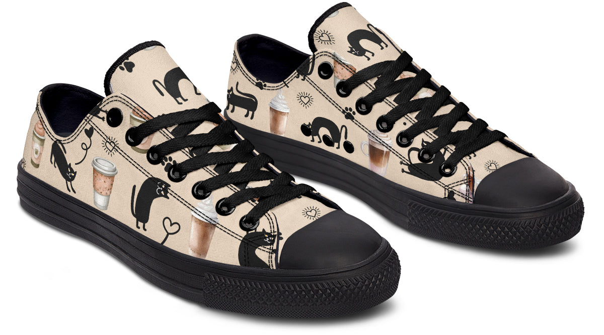 Cozy Coffee Cat Low Tops