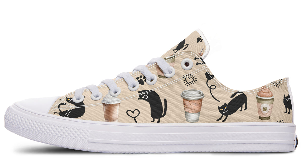 Cozy Coffee Cat Low Tops