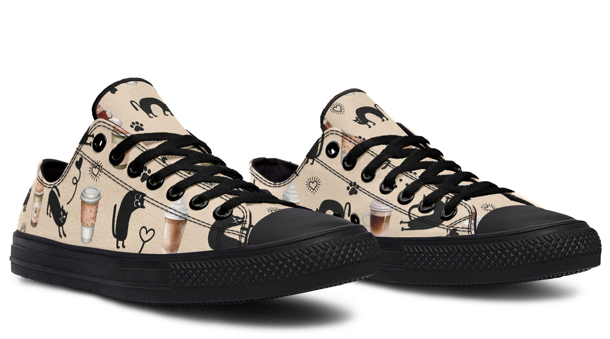 Cozy Coffee Cat Low Tops (Wide)