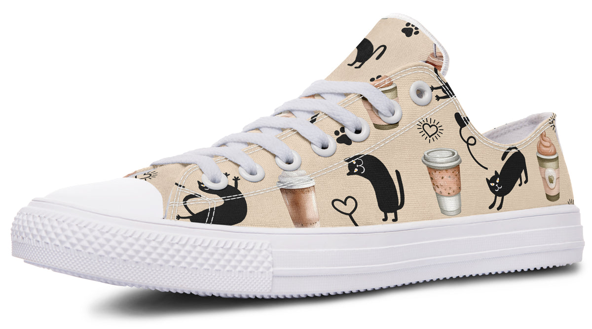 Cozy Coffee Cat Low Tops (Wide)