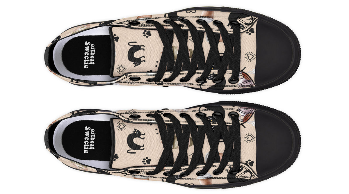 Cozy Coffee Cat Low Tops (Wide)